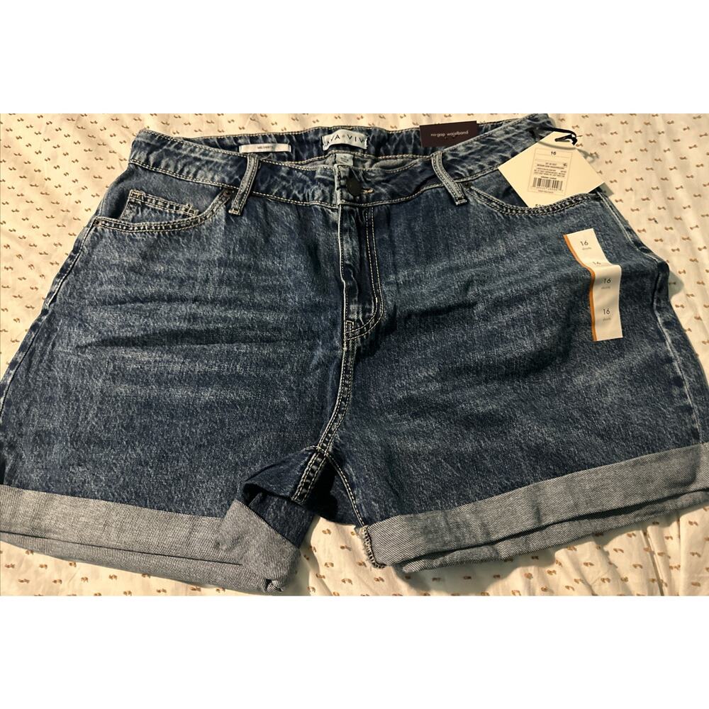 Ava & Viv Women’s Midi Shorts High Rise Relaxed Fit No Gap Waistband Cuff Sz 16